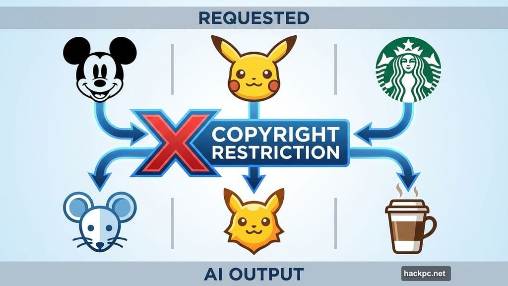 AI generators cannot recreate trademarked logos due to legal concerns