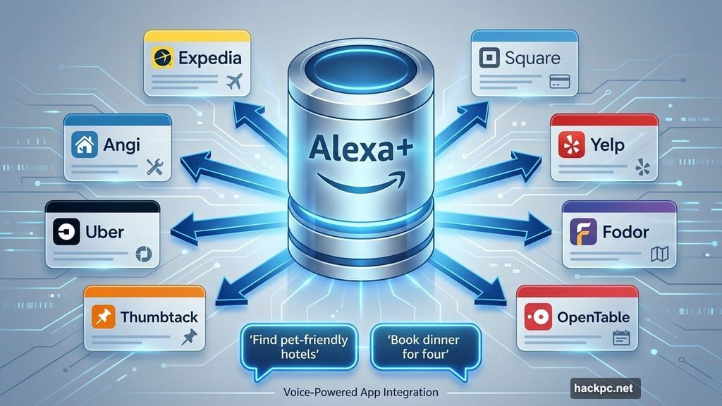 Alexa+ integrations with Expedia, Angi, Square, Yelp and other apps