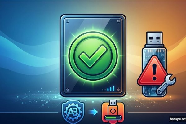 Aomei Backupper backup drive with checkmark, problematic boot USB with warning