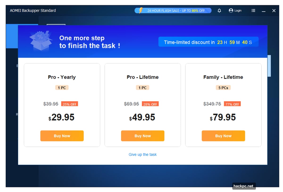 Free version includes file backup, system imaging, and scheduling