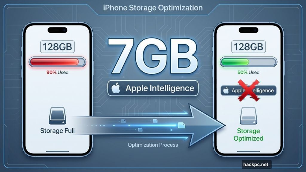 Apple Intelligence consumes up to 7GB of iPhone storage space