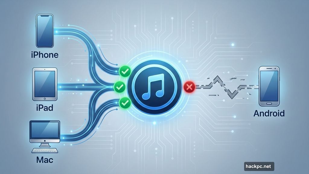 Apple Music syncs across iPhone iPad Mac but clunky on Android