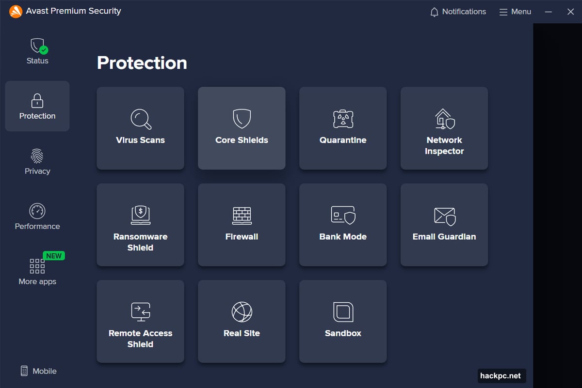 Clean interface keeps upsells contained in single More apps section