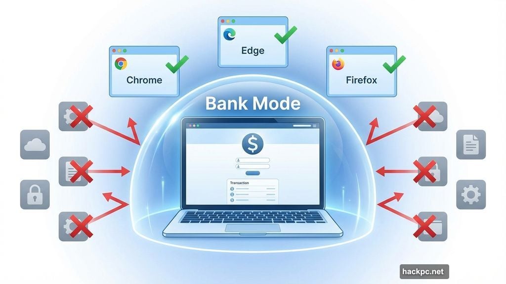 Bank Mode runs browsers in isolated environment for sensitive browsing
