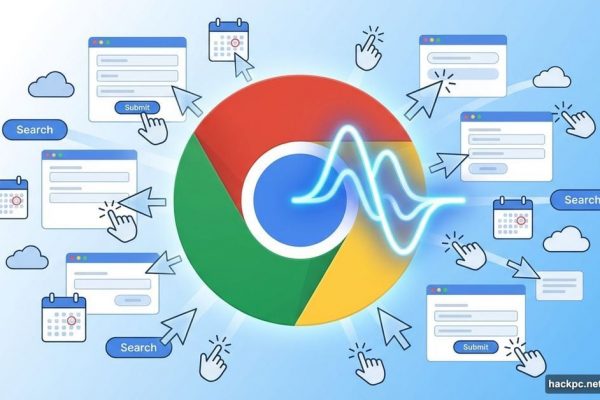 Claude AI plugin icon integrated into Chrome browser with automation cursors
