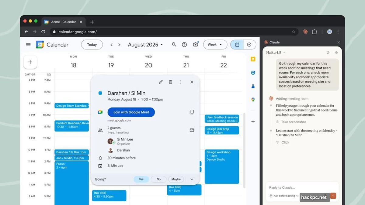 Claude lives in browser handling multi-step tasks without keyboard interaction