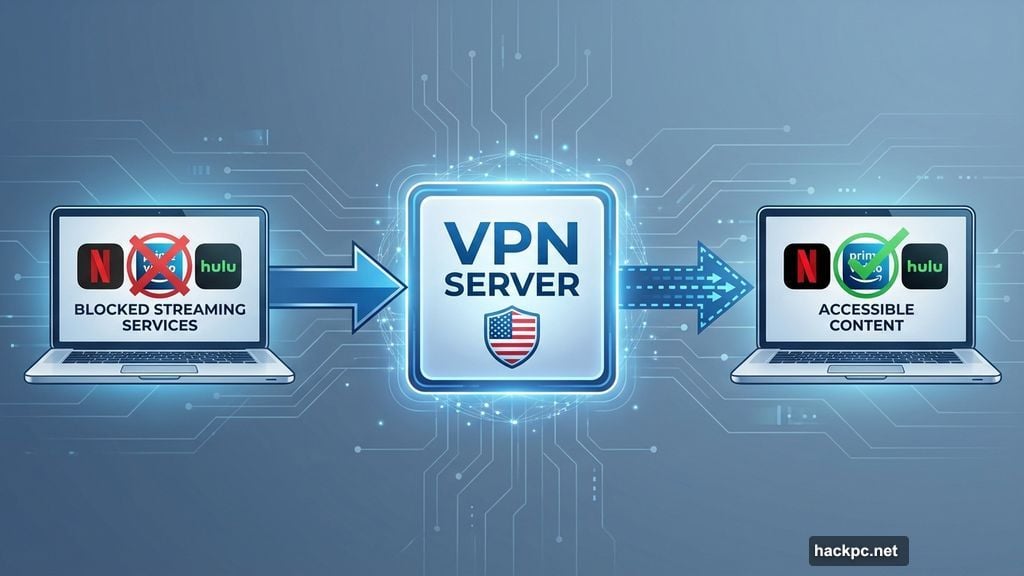 VPN bypasses geographic licensing restrictions for streaming services while cruising