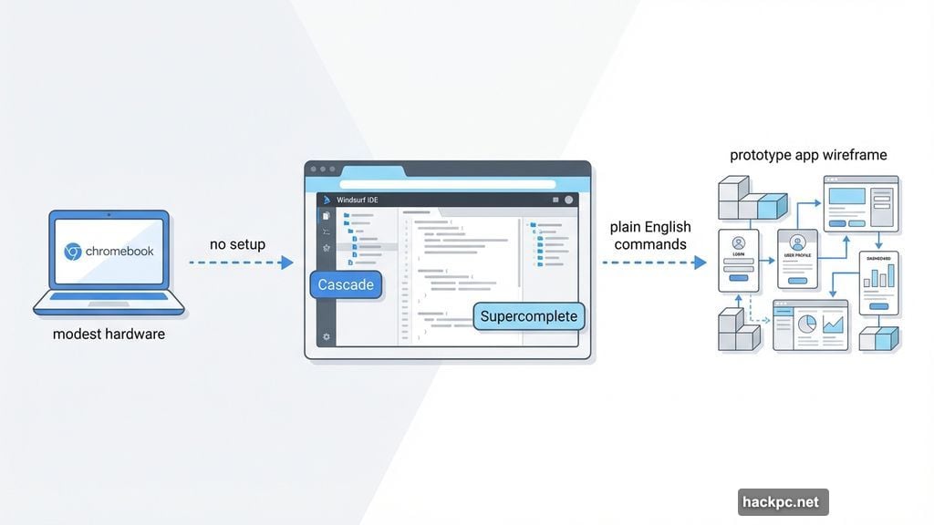 Windsurf lets founders build working prototypes without configuration or setup