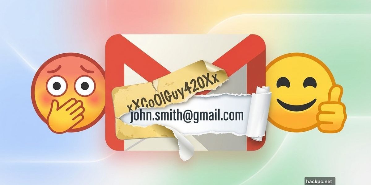 Gmail envelope transforming from embarrassing old email address to professional new one