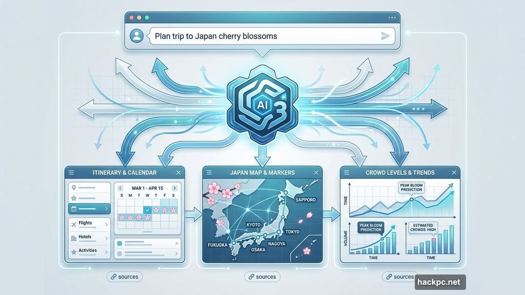 Gemini AI generates interactive GenTabs with linked original sources