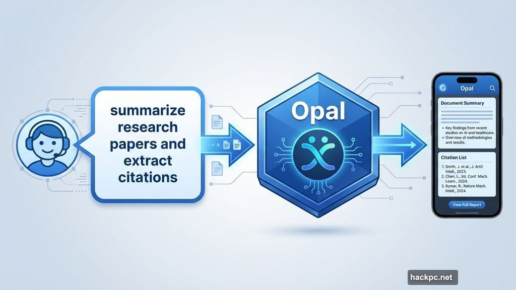 Opal converts natural language descriptions into functional AI apps