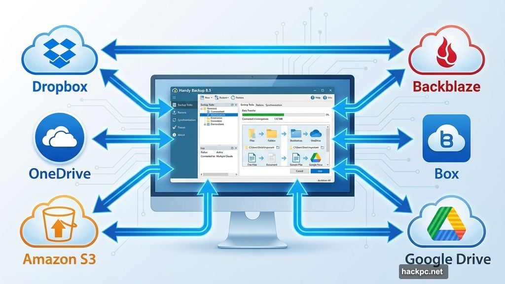 Sync folders between different cloud services like Dropbox and OneDrive