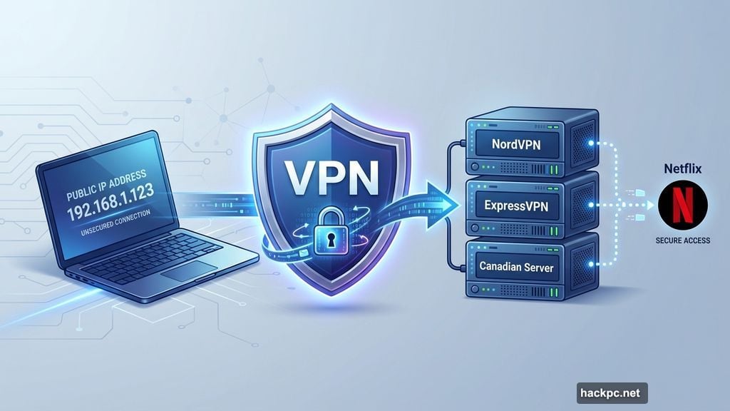 VPN reroutes internet through encrypted server hiding your IP address