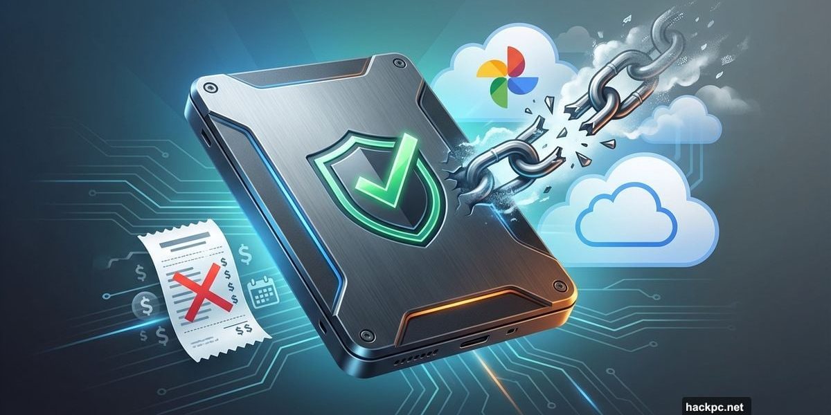 External hard drive breaking free from cloud storage subscription chains