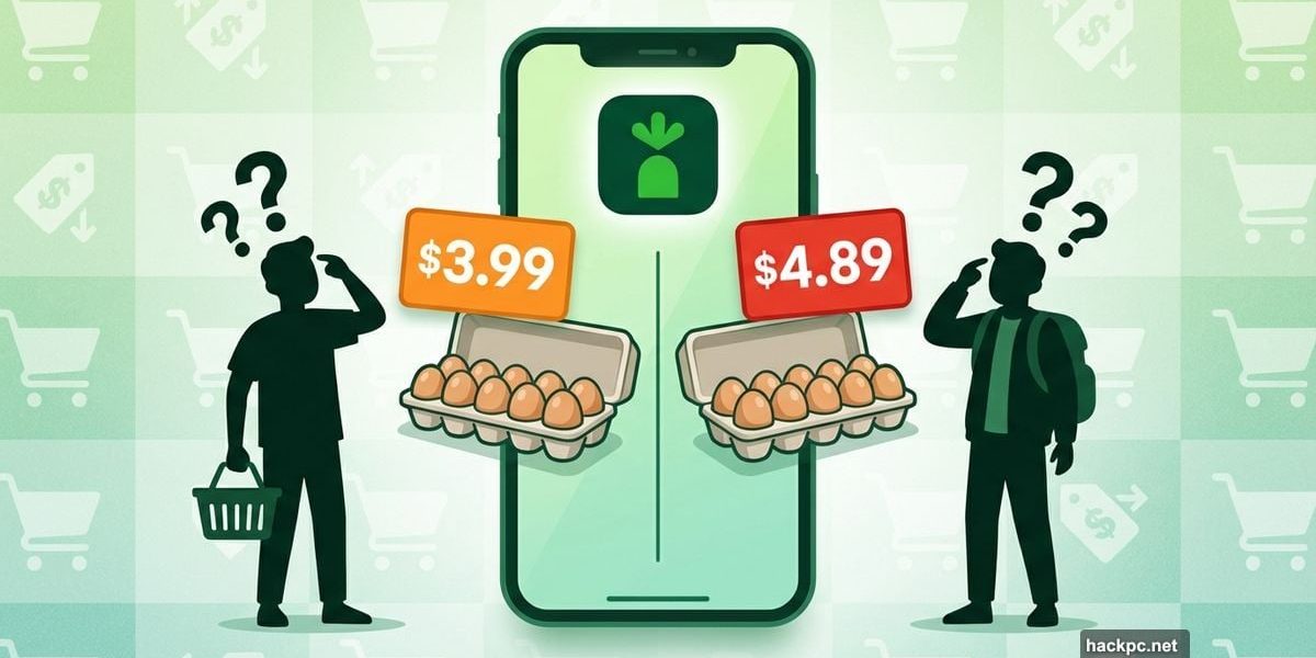 Instacart app showing different prices for identical items to different customers