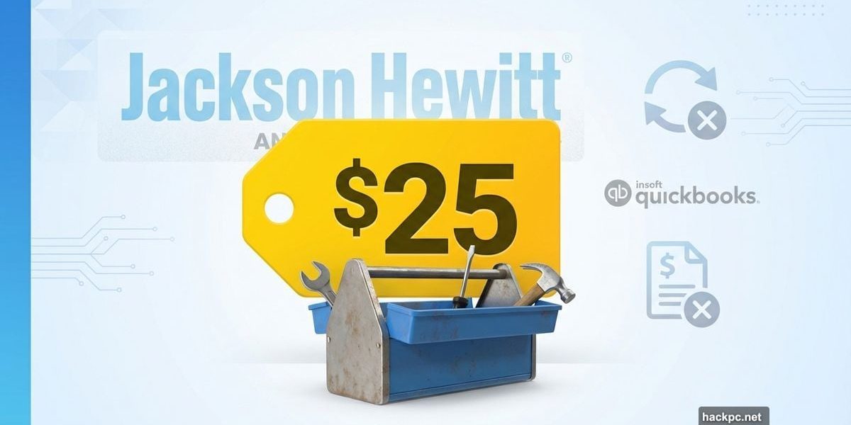 Jackson Hewitt $25 price tag with sparse toolbox showing limited features