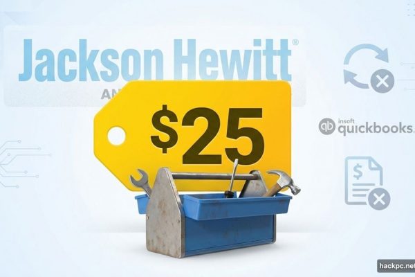 Jackson Hewitt $25 price tag with sparse toolbox showing limited features