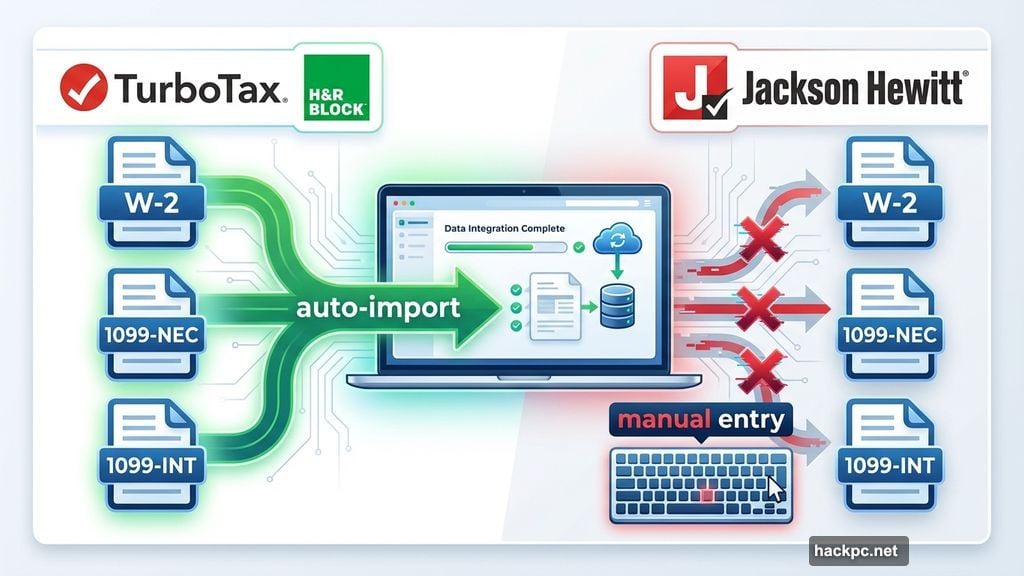 Jackson Hewitt barely imports anything beyond uploading your W-2
