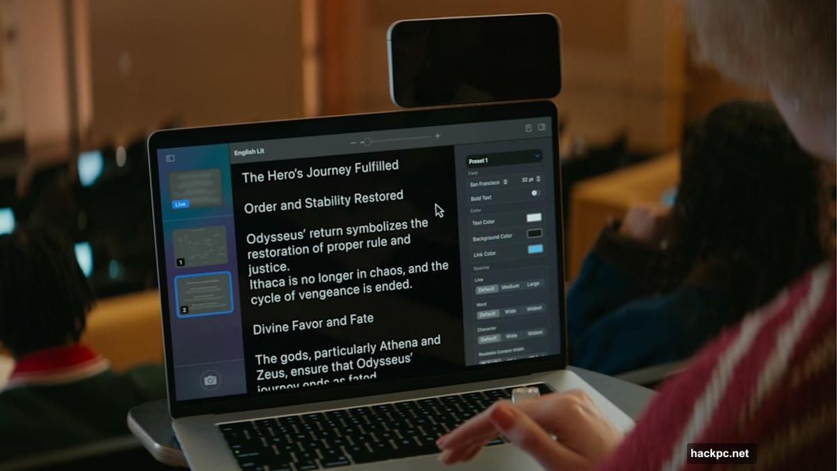 Desk View camera identifies and formats text from documents
