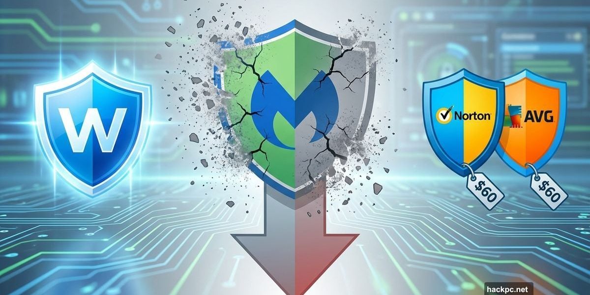 Malwarebytes logo fading while Windows Security and competitors shine