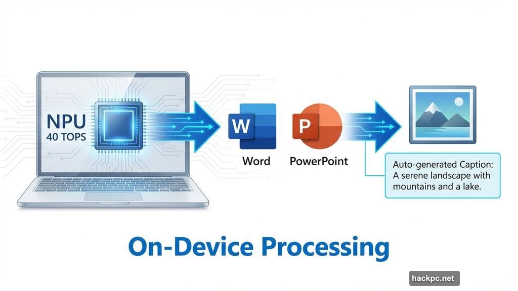 Neural processing unit generates alt text automatically for document images