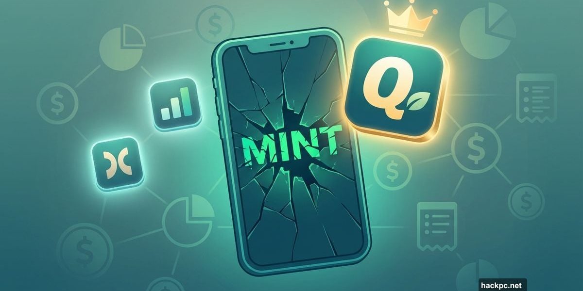 Broken Mint app surrounded by replacement budgeting app alternatives