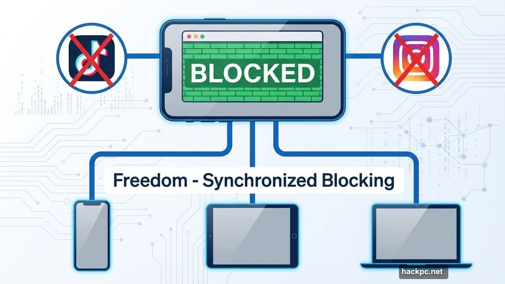 Freedom blocks websites and apps across phone tablet and laptop simultaneously