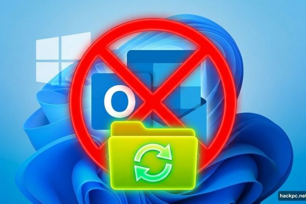 Outlook app icon with error symbol and folder fix solution