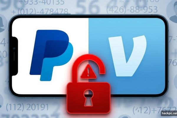 PayPal and Venmo logos merging on phone with unlocked padlock warning