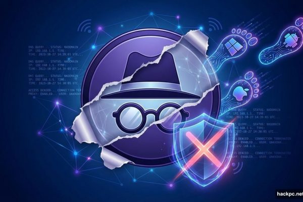 Incognito browsing icon revealing digital footprints across multiple device platforms