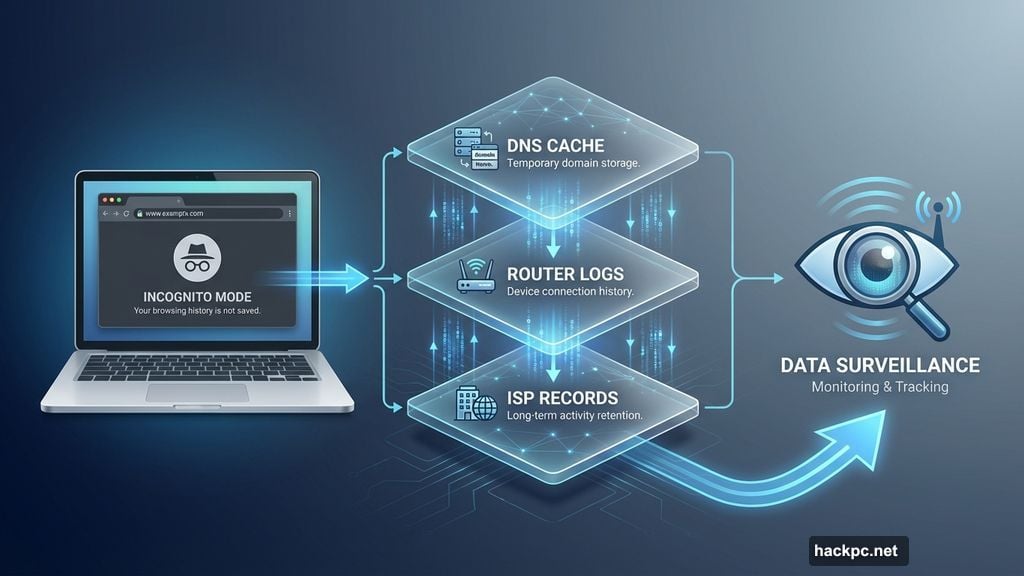 Private browsing still leaves DNS logs router and ISP records