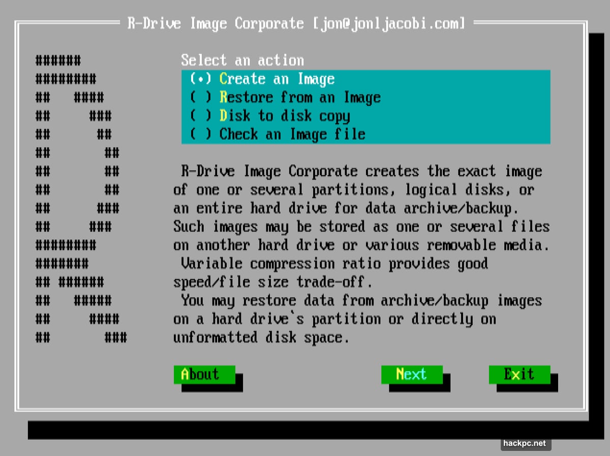 Bootable recovery disk with Windows-style and character-based interface options