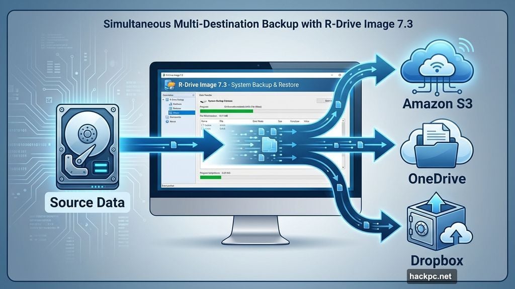 Multiple backup destinations per job sending copies to different locations