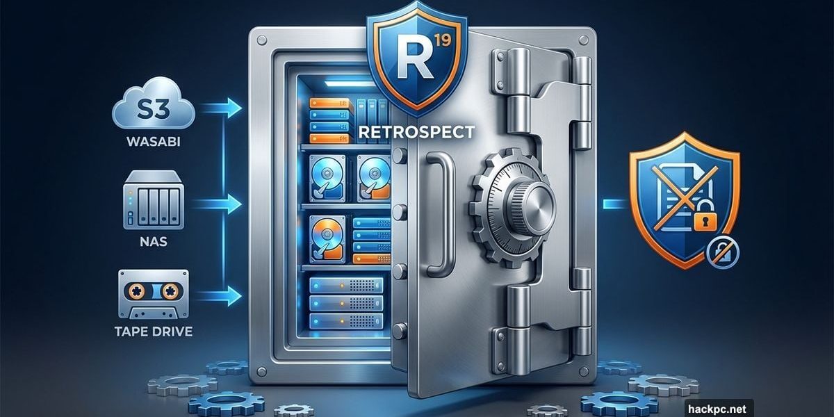 Retrospect 19 backup vault with cloud storage and ransomware protection
