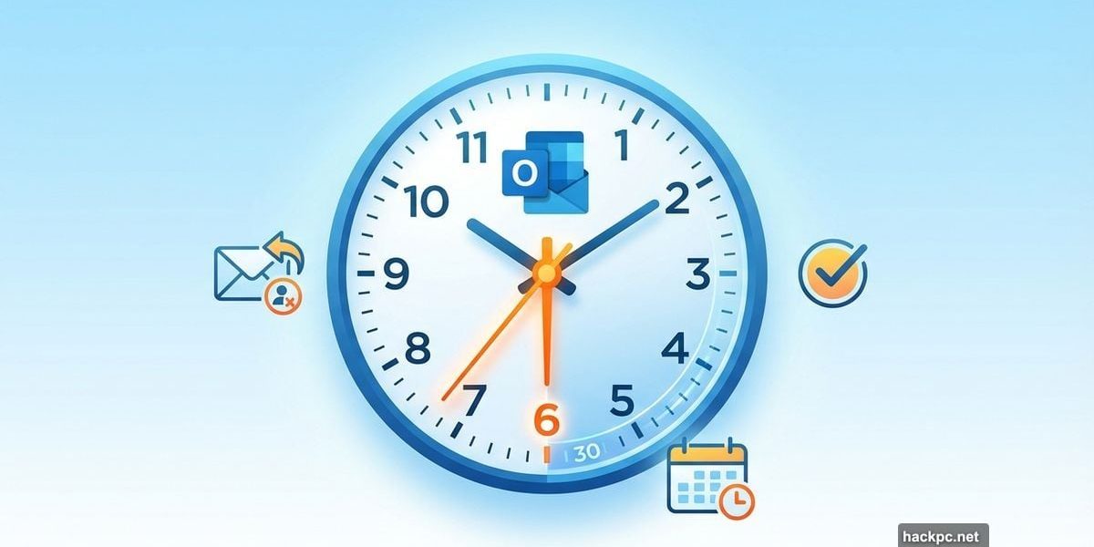 Clock showing 30 seconds with Outlook logo for quick auto-reply setup