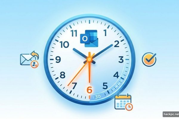 Clock showing 30 seconds with Outlook logo for quick auto-reply setup
