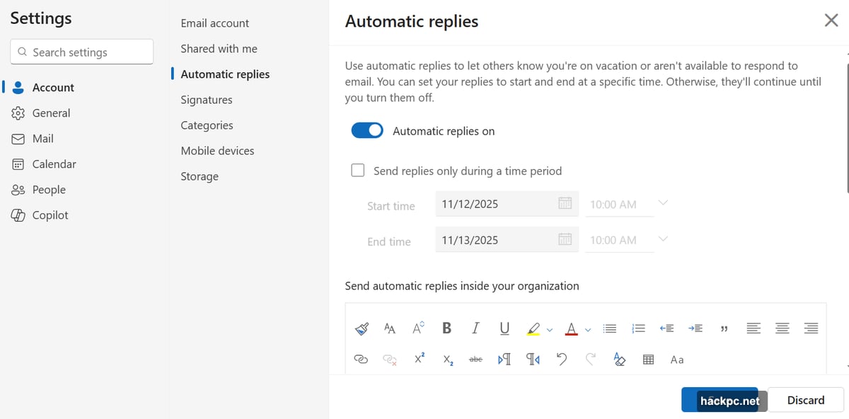 Restrict auto-replies to contacts to avoid spam and phishing