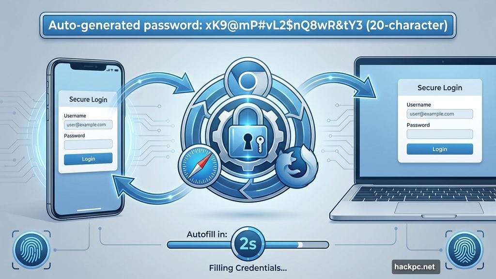 Browser extensions autofill credentials and sync across all devices instantly
