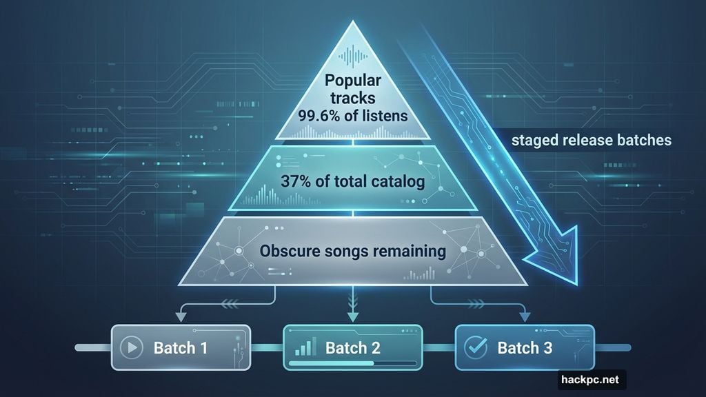 Most-streamed tracks will release first in staged batches organized by popularity