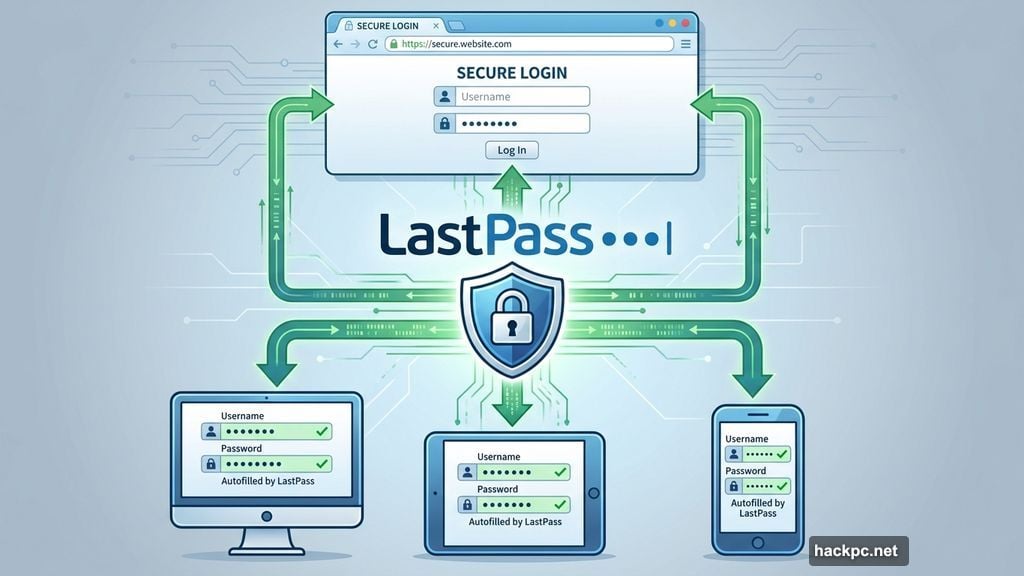 LastPass automatically fills credentials and syncs across all your devices