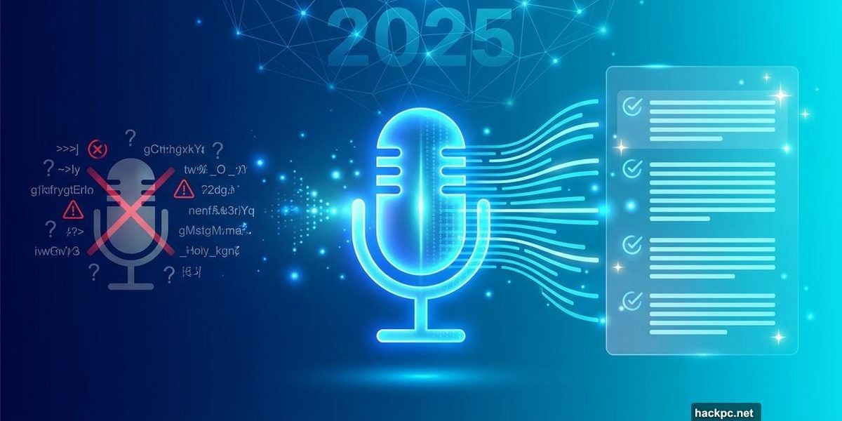 Microphone transforming speech into perfect AI-enhanced text in 2025