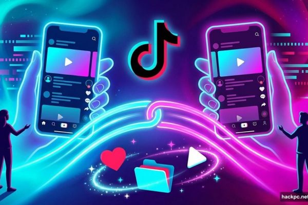 Two connected TikTok screens with people sharing content together