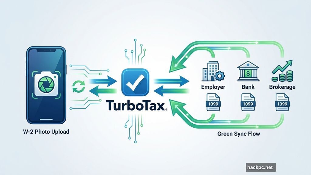 TurboTax syncs with employers and financial institutions to import forms
