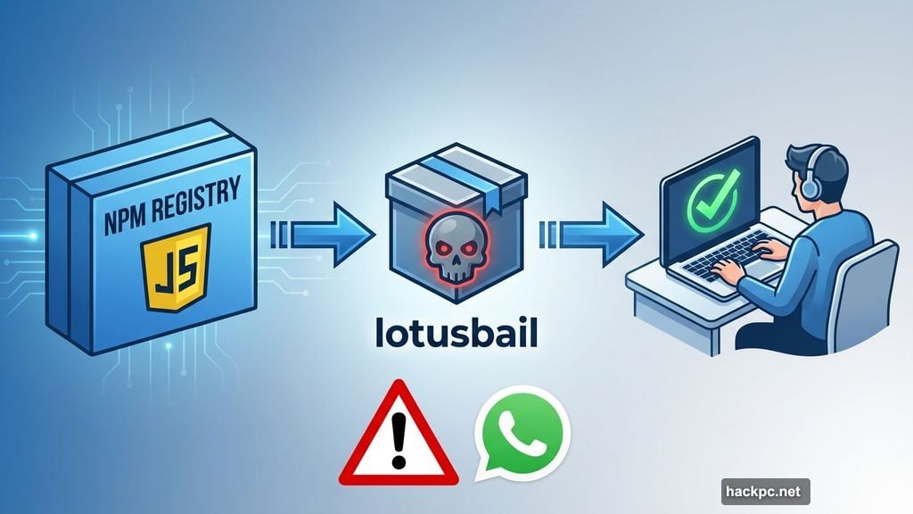 Malicious NPM package masquerading as legitimate WhiskeySockets Baileys library