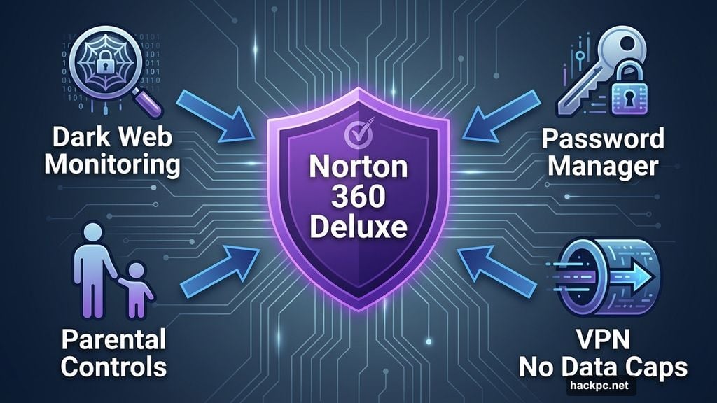 Norton bundles password manager VPN parental controls and dark web monitoring