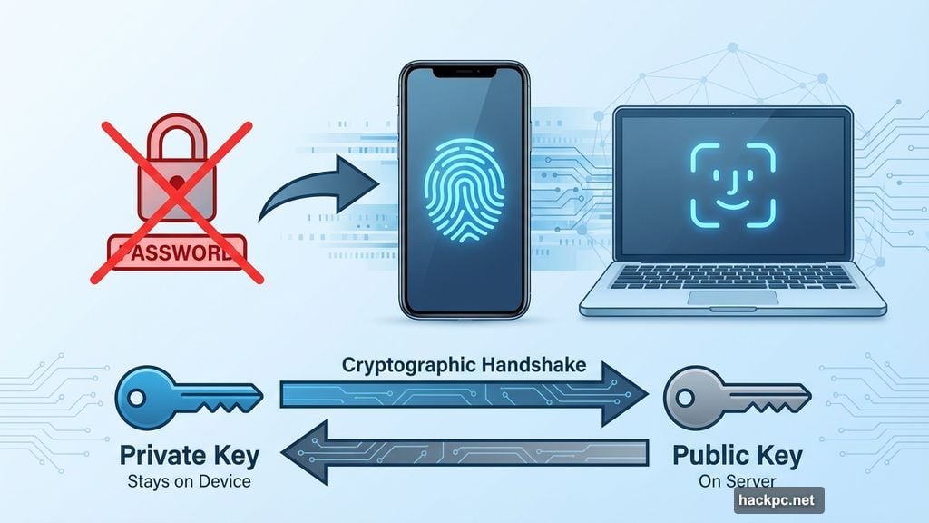 Passkeys use cryptographic key pairs instead of traditional passwords