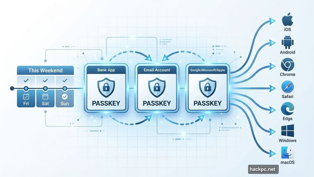 Passkeys sync across iOS Android Windows macOS Chrome Safari Edge