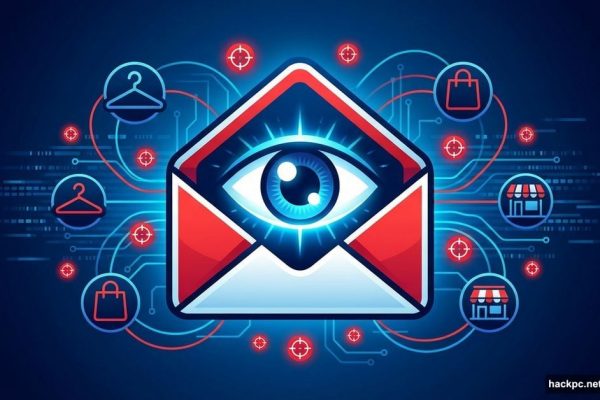 Email envelope with surveillance eye tracking shopping data and pixels