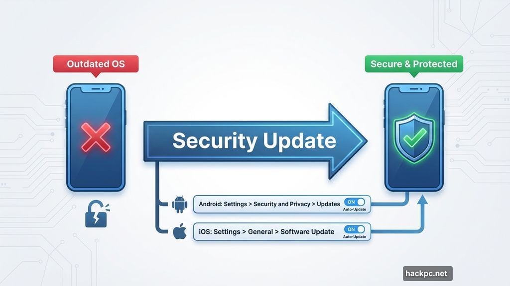Software updates patch security holes that hackers actively exploit