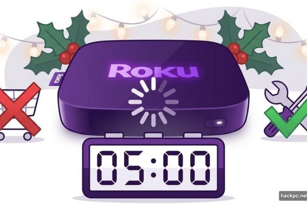 Roku device with disappearing buffer icon and five minute timer